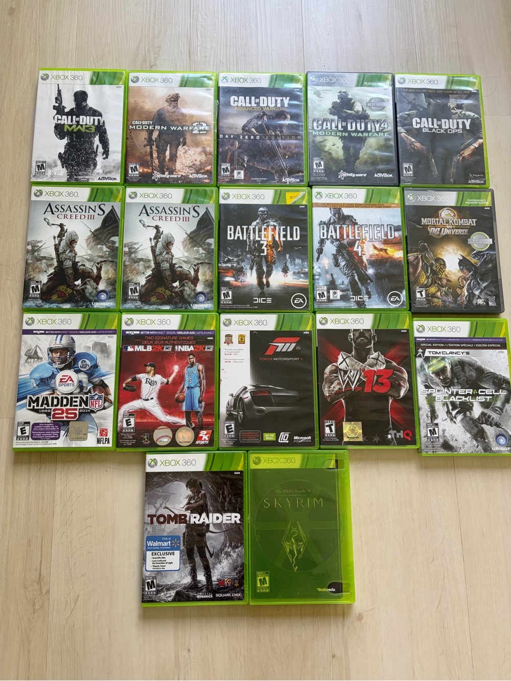 Microsoft Xbox 360 Game Collection with Green Cases